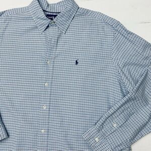 Ralph Lauren Long Sleeve  Blue Check Classic Fit Business Academia Shirt XXL